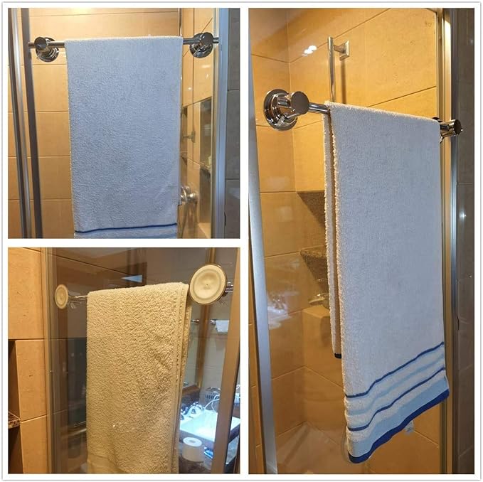 JiePai Suction Cup Towel Bar 24 Inch Oil Rubbed Bronze,Removable Modern Vacuum Suction Towel Holder for Bathroom Door Adhesive Towel Bar Suction Towel Rack Holde