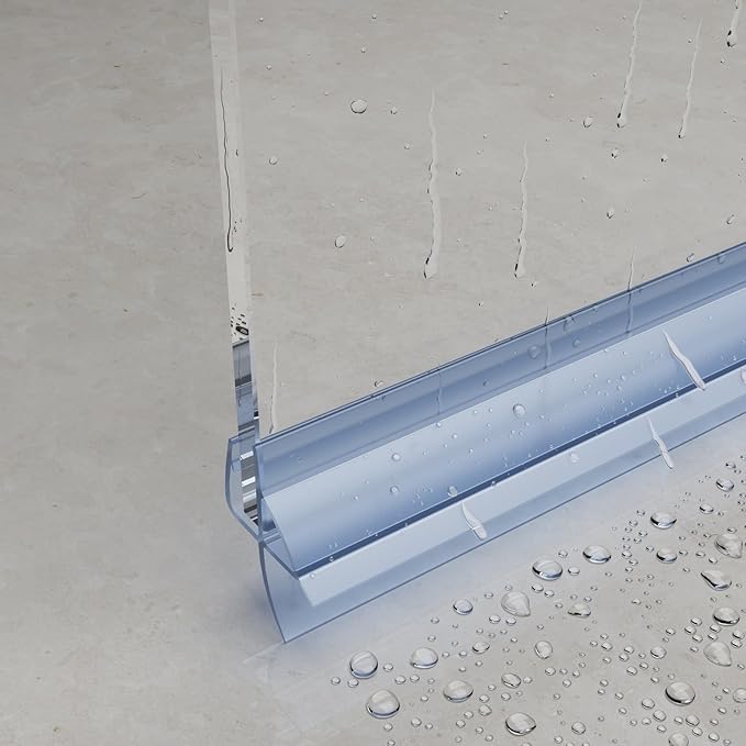 Frameless Shower Door Bottom Seal, 36" Long Shower Sweep for 1/4" (6mm) Glass, Clear Vinyl with Drip Rail – Prevent Leaks & Create a Waterproof Barrier