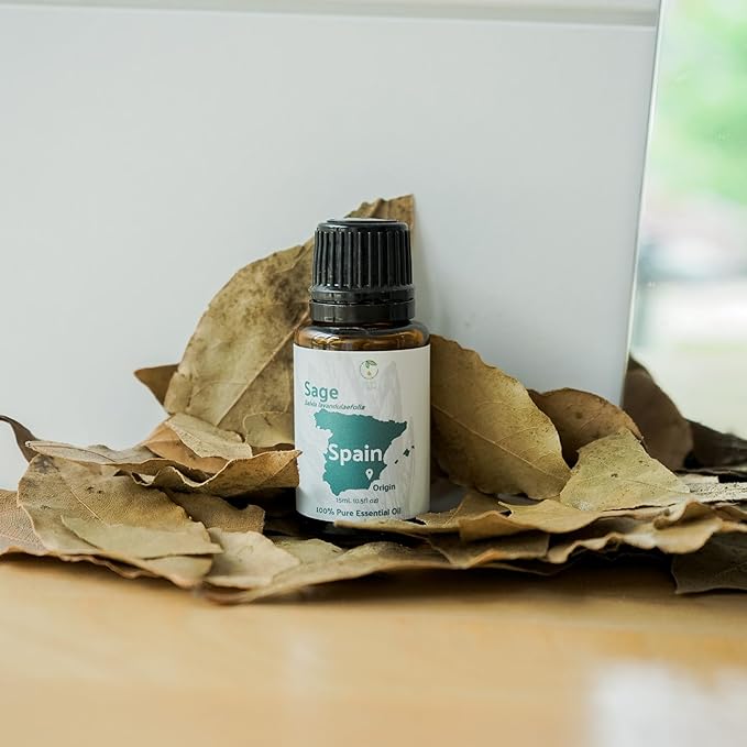 Sage Essential Oil - Direct from Essential Oils SL Spain - Steam Distilled - Aceite Esencial de Salvia for Aromatherapy, Massage, Diffuser, DIY Candle and Soap Making - 22lbs