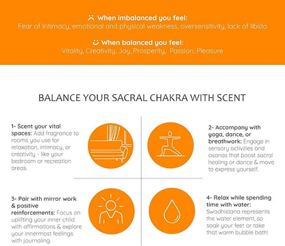 Sacral Chakra Natural Mist by Aromafume | 100ml/3.3 fl oz | Swadisthana | Aromatherapy Spray for Chakra Balance | Orange & Patchouli Extracts | Essential Oil Spray for Meditation, Yoga, Reiki