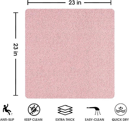 Non Slip Shower Mat, Comfortable Bath mat for Textured Surface,Quick Drying Easy Cleaning Shower Floor Mat for Wet Area,Without Suction Cups Pink 23 x 23