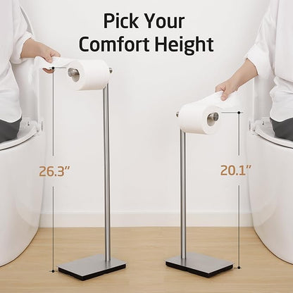 KES Freestanding Toilet Paper Holder Stand 26.2 Inch, Toilet Paper Roll Holder for Bathroom Floor SUS304 Stainless Steel Brushed Steel, BPH286S66A-2