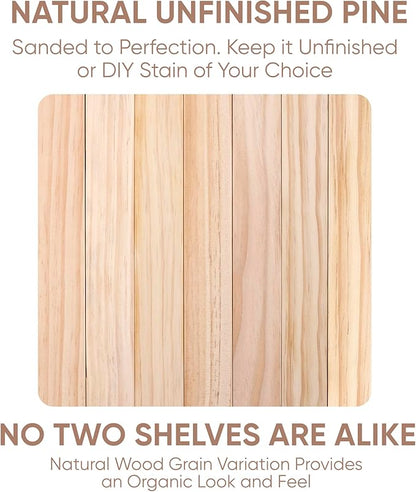 Homeforia 60 inch Wood Floating Shelf, High End Solid Natural Long Wood Shelf for Wall 60 inches, Unfinished Wooden 60inch Large Floating Shelves, Heavy Duty Bracket, 60 X 6.5 X 1.75 in, Set of 2