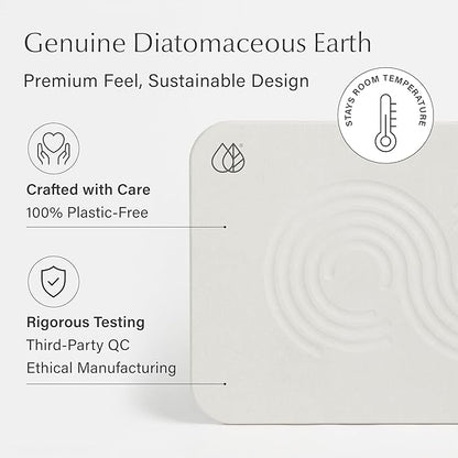 Dorai Home Bath Stone Mat 23.6"x15.4" – Quick-Dry, Non-Slip Diatomite Stone Bath Mat for Bathroom, Zen Sandstone