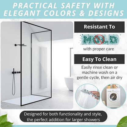 ENKOSI Extra Large Shower Mat Non Slip - 47 x 32 inch - XL Bathroom Shower Mat - Large Shower Matts for Shower Stall Floors - Secure Suction Cups and Drain Holes (47x32 Clear)