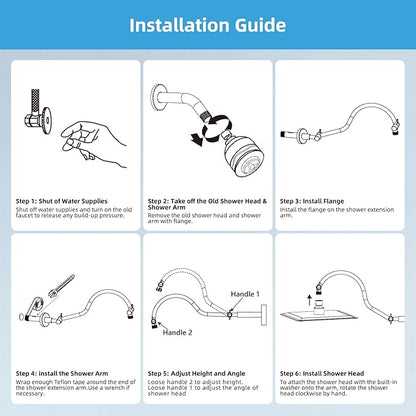 Hibbent All Metal Upgraded 18'' Shower Head Extension Arm, Shower Arm with Flange, Brass Flexible Height & Angle Adjustable Shower Extender with Lock Joint, Universal Connection, Brushed Nickel