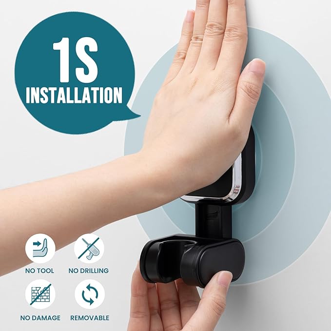 TAILI Suction Cup Shower Head Holder Handheld Showerhead Bracket Adjustable Shower Holder, Removable Handheld Showerhead & Wall Mounted Suction Bracket
