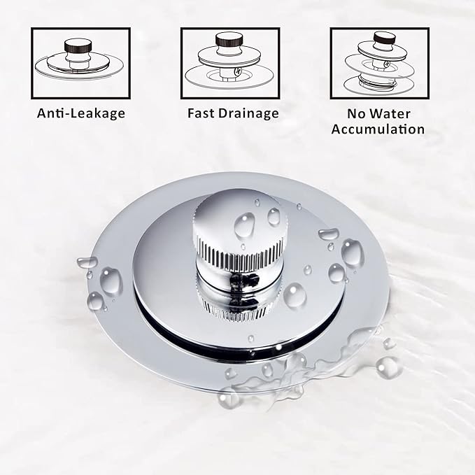 Artiwell Universal Lift and Turn Bath Drain Stopper and Cover, Bathtub Drain Stopper, Replaces Lift and Turn, Tip-Toe and Trip Lever drains for Tub, EZ Installation and Clearing (Chrome Plated)