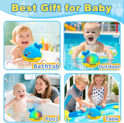 Baby Bath Toys, Whale Sprinkler Bath Toys for Toddlers, Light Up Bath Toy,Bathtub Fountain Toys,Pool Water Table Infant Baby Toys, Birthday Gifts for Boys & Girls