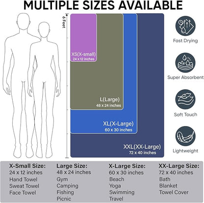 APEXUP Microfiber Travel Towel, Ultra Absorbent Quick Dry Towels, Lightweight Gym Sports Camping Towel for Workout, Yoga, Beach, Shower, Swimming (24" x12", Blue)