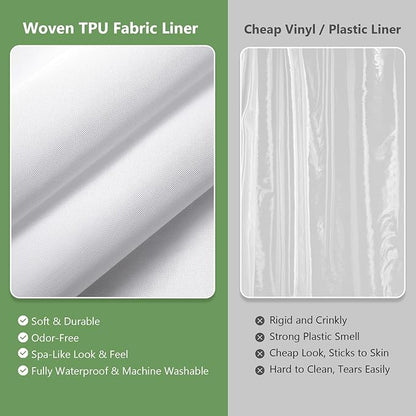 VANZAVANZU Hookless Shower Curtain with Mesh Top and Snap in Waterproof Liner, Waffle Weave, Weighted Magnets Hem, Machine Washable, 72 x 75 Inches – (Beige)