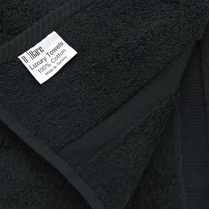 Luxury Hotel & Spa Quality Collection Highly Absorbent, 100% Turkish Cotton 700 GSM, Eco Friendly Towel, for Bathroom, Gymand Kitchen Dobby Border Soft Towel Set (Black, Wash Cloths - Set of 12)