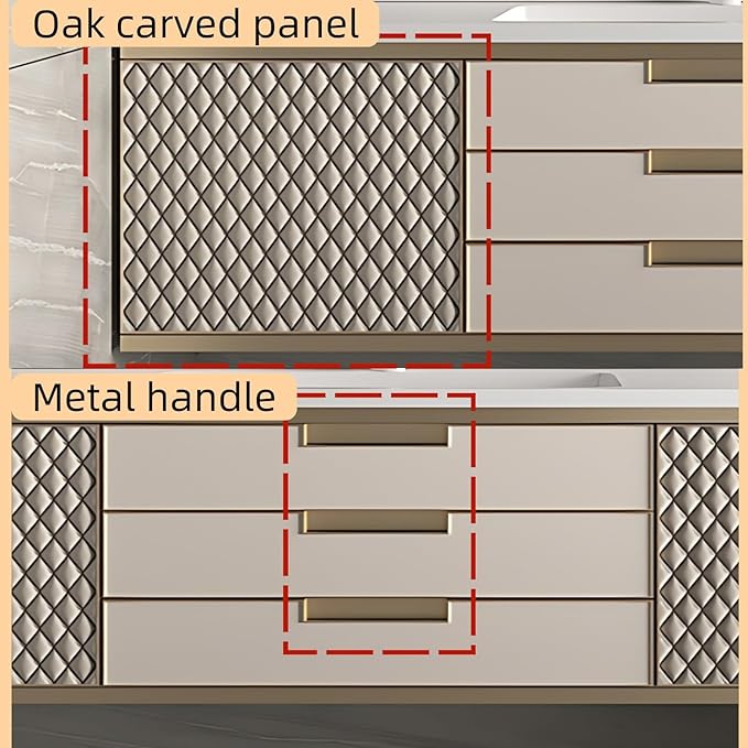 60IN Modern Bathroom Vanity - Wall-Mounted Bathroom Cabinet with LED Light | Intelligent Defogging Mirror Cabinet Includes Time Display Function, 2 Drawers & 2 Storage Cabinets (Style B)