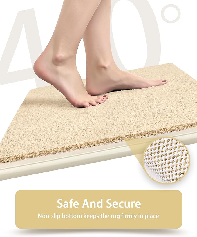 Non Slip Shower Mats for Inside Shower,16x24 Inch,Anti-Slip Bathtub Mats for Bathroom, Foot Scrubber Loofah Bath Mats for Shower, Quick Drying Shower Stall Mats for Wet Areas (Beige)
