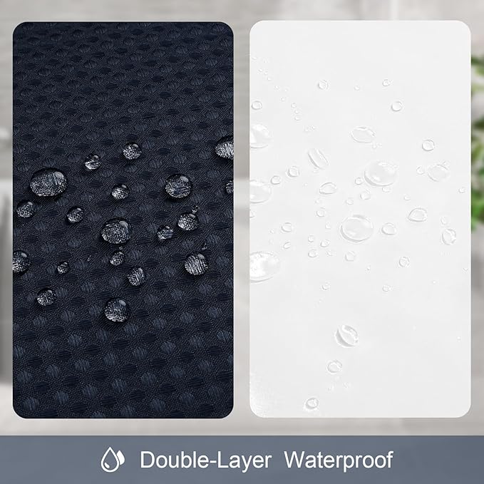 3 in 1 Extra Long Navy Blue Shower Curtain Set-72 W x 84 H, Modern Waffle and PEVA Liner Set with 12 Stainless Steel Hooks, Waterproof Fabric for Bathroom