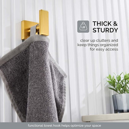 Angle Simple Towel Hook for Bathroom, SUS 304 Stainless Steel Robe Coat Hook for Wall, Hand Towel Holder, Brassy Gold