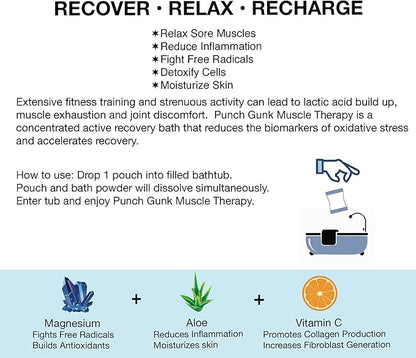 Punch Gunk Muscle Therapy Recovery Bath Soak with MSM, Magnesium, Vitamin C and Aloe