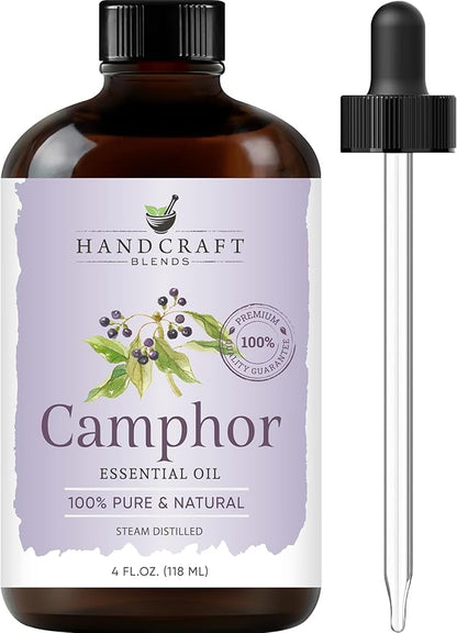 Handcraft Blends Camphor Essential Oil – Huge 4 Fl Oz – 100% Pure and Natural – Premium Grade Essential Oil for Diffuser and Aromatherapy, Skin, Massage, Candle and Soap Making Fragrance