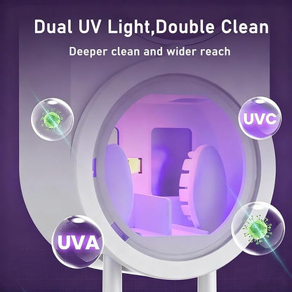 KLUEHOME UV Toothbrush Sanitizer & Holder for Bathroom, LED Smart Screen, Light Cleaning and Air Drying, Mirror Wall Mounted,Fits Most Electric, Manual and Kids’ Toothbrushes