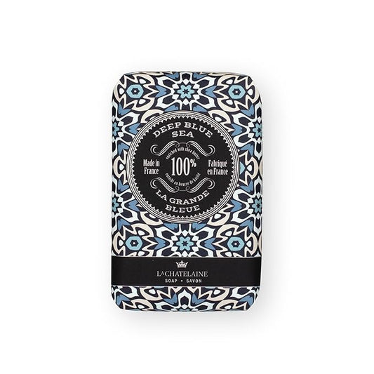 La Chatelaine Shea Butter Bar Soap| Natural and Organic |Triple Milled | Made in France | Unisex, Men, Women | Large (Deep Blue Sea)