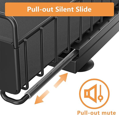 Under Sink Organizer, High Adjustable 2 Tier Under Kitchen Sink Organizer, Multi-Purpose Storage Shelf for Kitchen Bathroom Cabinet, Black