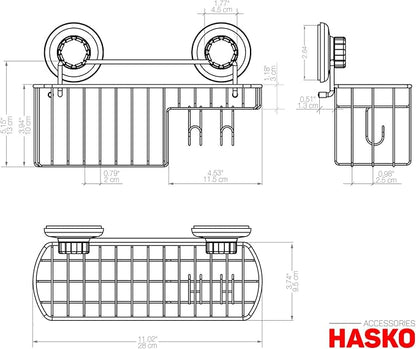 HASKO Shower Caddy Suction Cup with Hooks & Soap holder, Shower Shelf, Bathroom Storage Organizer, Rustproof Shampoo Holder, Bronze