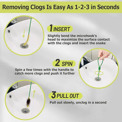 Kelly's Collection 30 Inch Drain Snake Hair Clog Remover Tool, Anti-Break Sink Snake Drain Cleaner Tool for Bathroom Sink Tub, Shower, Pipe Drain(5 Pack)