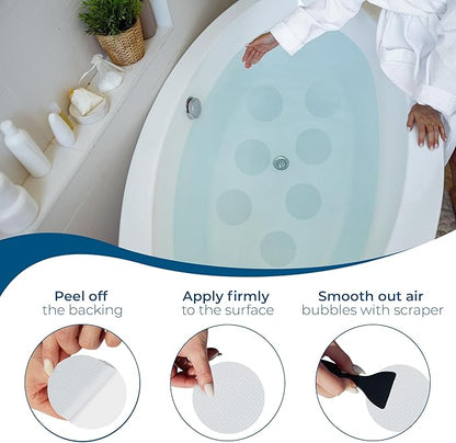 Anti-Slip Shower Stickers - Help Reduce Slipping in Bathtub & Shower, Clear Non-Slip Bath Strips, Strong Adhesive Bathtub Appliques Suitable for Homes with Kids, Adults & Seniors - 24 Pcs - Homergy