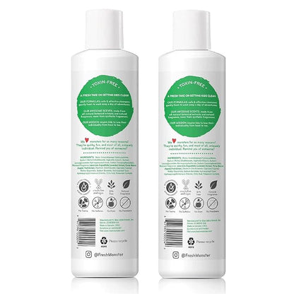 Fresh Monster 2-in-1 Natural Shampoo & Body Wash for Kids, Toxin-Free, Hypoallergenic, Ocean Splash (2 Pack, 8.5oz/each)