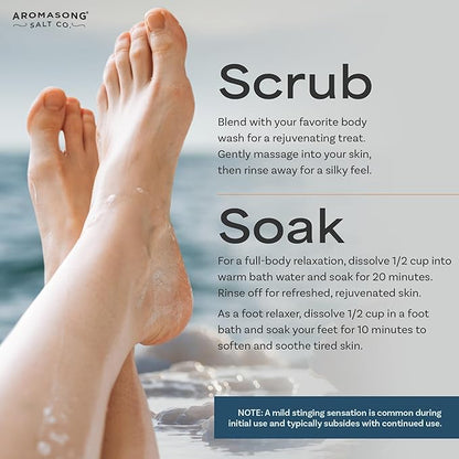 Aromasong Raw Magnesium Flakes for Bath + Dead Sea Salt for Soaking - 5 Lb Resealable Pack Magnesium Chloride Flakes - Organic Bath Salt Relaxing Mineral Soak (Packaging May Vary)