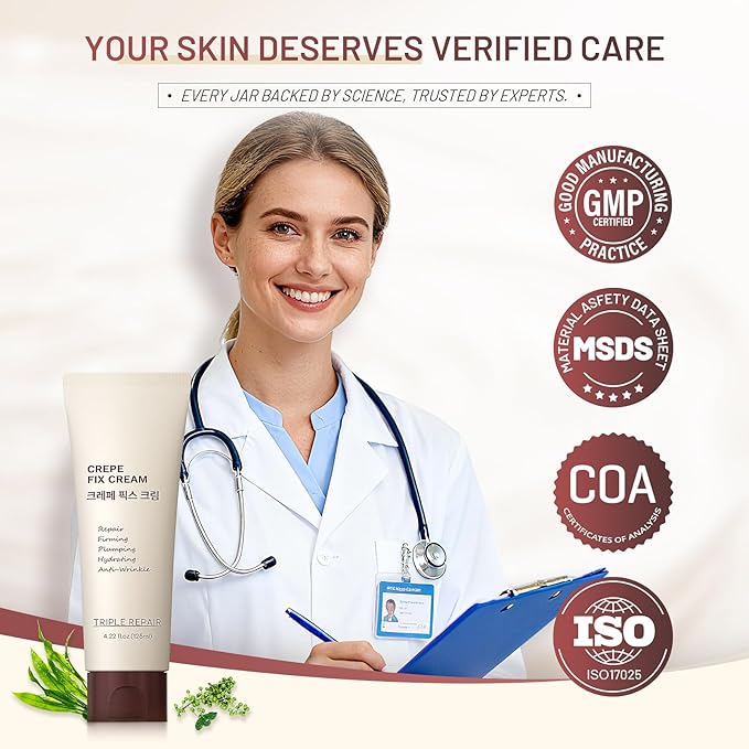 Moisturizing Crepe Fix Cream – Tightens and Firms Face, Neck & Body, Anti Wrinkles for Crepey and Sagging Skin, Gift for Women & Men, 4.23 Fl Oz