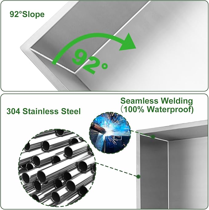 Shower Niche,12 * 30 Stainless Steel Elegant Bathroom Niche, No Tile Needed Recessed Shower Shelf Organizer for Storage,Silver
