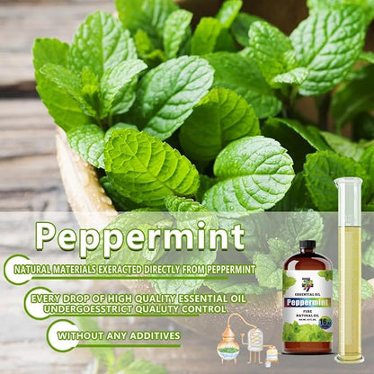 Peppermint Essential Oil (16 oz / 480 ml) – Peppermint Oils for diffusers, humidifiers, Home Baths, Cleaning Products, Yoga, DIY Soaps and DIY Scented Candles
