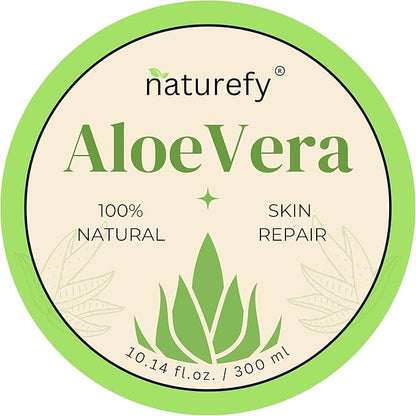 Aloe Vera Gel | 100% Pure & Organic | Farm Fresh Aloe Vera Pulp Extract with Jojoba Oil, Glycerine & Vitamin E | Hydrating, Soothing & Skin Repair Gel for Face, Hair & Body | 10.14 fl.oz.