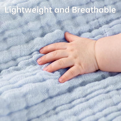 Organic Muslin Baby Washcloths 6 Pack Baby Bath Face Towel 12x12 Inch Extra Absorbent and Soft Burp Cloth and Wash Cloths for Newborn-Infants On Sensitive Skin (Blue Green Brown)