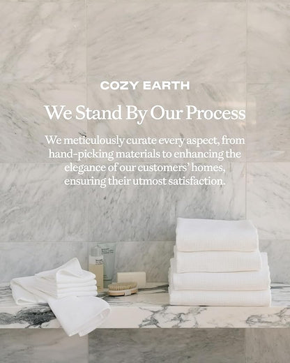 Cozy Earth Waffle Bath Sheets - 60% Cotton 40% Viscose from Bamboo Bath Sheets 40 x 65 Inches - Soft & Absorbent Terry, Reversible Mini Textured Waffle & Weave Pattern - 2 Pack