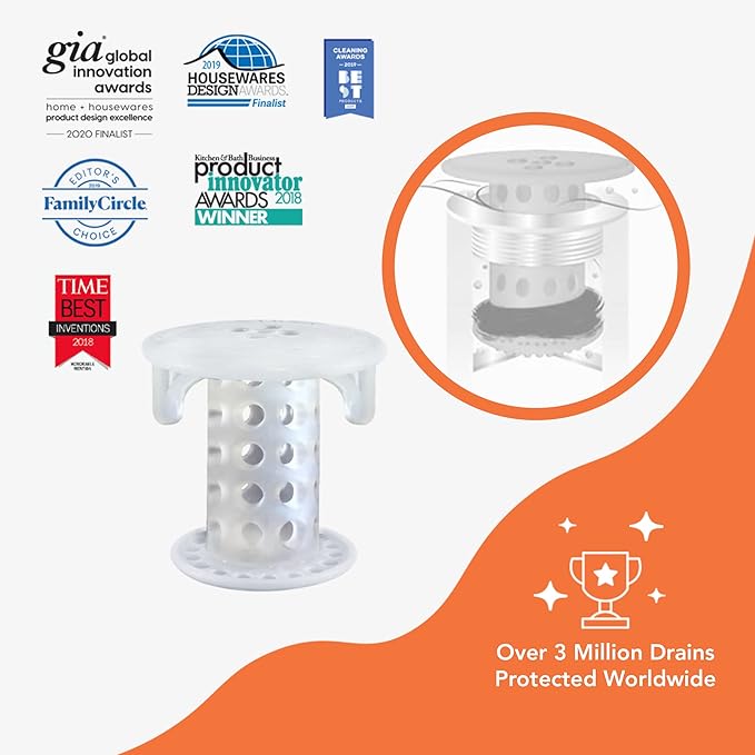 SinkShroom SSCLE988 The Revolutionary Sink Drain Protector Hair Catcher/Strainer/Snare, Clear