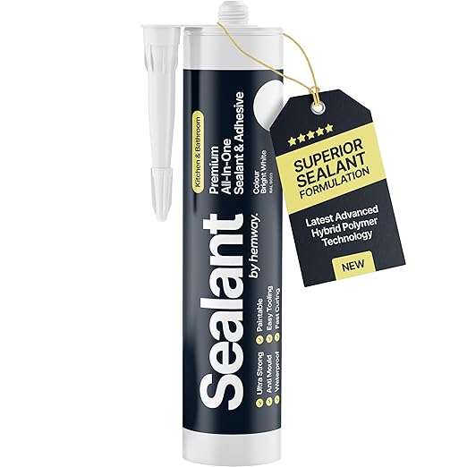 Bright White Kitchen Bathroom Hybrid Polymer Sealant Adhesive 13.1oz All in One Waterproof Weatherproof Joint Paintable Indoor Outdoor Bath Shower Sink Window Board Door RV Roof Wood - 1 Pack