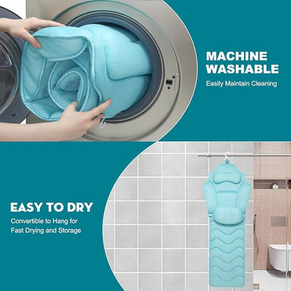 Full Body Bath Pillow for Bathtub - Extra Long 61’’ Bath Pillows for Tub, Ergonomic 4D Air Mesh Tub Pillow with Head, Neck & Lumbar Support, Bathtub Pillow Spa Cushion with Non-Slip Suction Cups