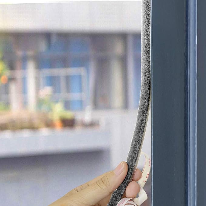 TORRAMI Felt Pile Weather Stripping 11/32 inch x 3/16 inch x 16 ft, Sliding Windows and Door Frame Side Brush Seal, Draft Stopper Soundproofing, Grey