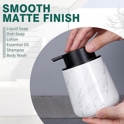 Bosilunlife Hand Soap Dispenser - Marble Lotion Dispenser 12Oz Ceramic Soap Dispenser Bathroom Refillable Liquid Pump Dispenser for Bathroom Kitchen Dispenser for Dish Soap with Easy-to-Press Pump