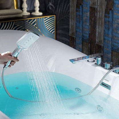 WOODBRIDGE 72" x 35-3/8" Whirlpool Water Jetted and Air Bubble Freestanding Heated Soaking Combination Bathtub wirh LED control panel and Faucet, BJ400+F0041CH