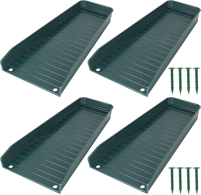 Gutter Downspout Splash Block,16.3"Drain Gutter Guard Diverter,Gutter Downspout Extensions for Water Drainage, Fixable Down Spout Drain Trays,Drainage to Protect House Foundations (4PC Green)