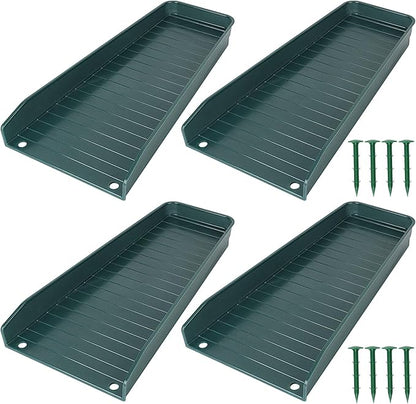 Gutter Downspout Splash Block,16.3"Drain Gutter Guard Diverter,Gutter Downspout Extensions for Water Drainage, Fixable Down Spout Drain Trays,Drainage to Protect House Foundations (4PC Green)