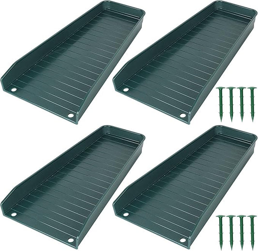 Gutter Downspout Splash Block,16.3"Drain Gutter Guard Diverter,Gutter Downspout Extensions for Water Drainage, Fixable Down Spout Drain Trays,Drainage to Protect House Foundations (4PC Green)