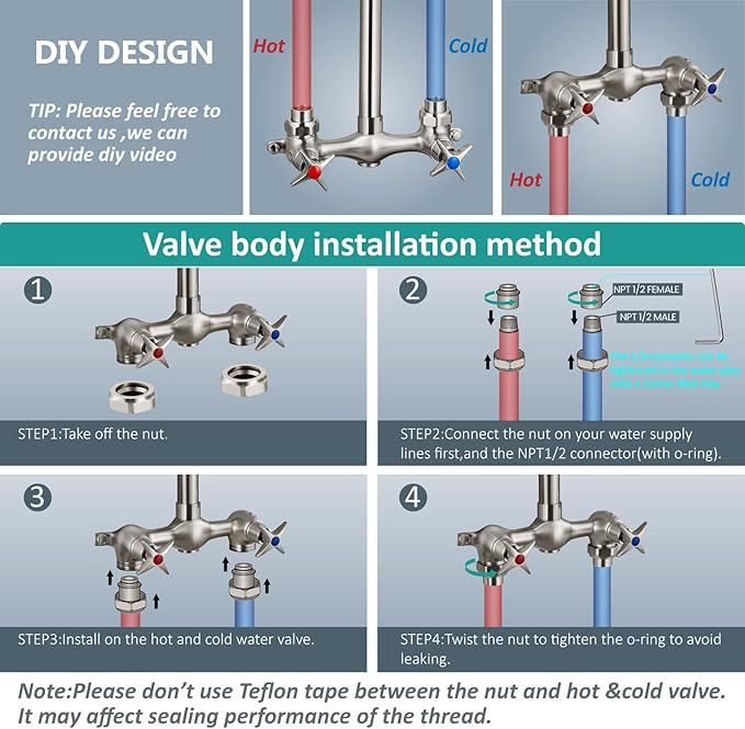Aolemi Outdoor Shower Kit Fixtures Faucet System with High Pressure Showerhead Utility 2-Handle Exposed Shower with Brass Mix Valve 6 Inch Center with Soap Dish Brushed Nickel