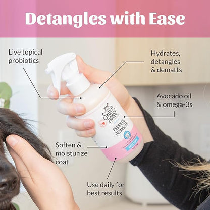 Skout's Honor Probiotic Pet Detangler Spray - Hydrating & Conditioning with Avocado Oil, 97% Natural, Paraben & Sulfate-Free, softens for a More brushable Coat, Daily Use, 8oz, Happy Puppy