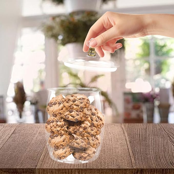 2-Piece Clear Plastic Jars,78 oz Airtight Food Storage Canisters for Candy, Cookies, & Kitchen Organization,Apothecary Jar, Buffet Containers, Large Reusable Jars for Home Decoration