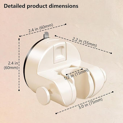 Strong Hold Adjustable Shower Head Holder Suction - No Drilling Required, Removable Suction Cup for Shower on Smooth Tiles & Bathroom Walls (Milky White)