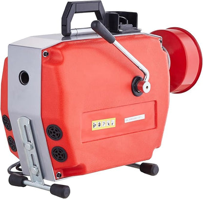 VEVOR 120FT x 7/8 Inch Drain Cleaner Machine, 420W Electric Sewer Snake Auger Manual Feed - with 6 Cutters, 2 Steel Cables (120' x 7/8" and 18' x 3/8") & CW/CCW Control for 1.9" to 6" Pipes
